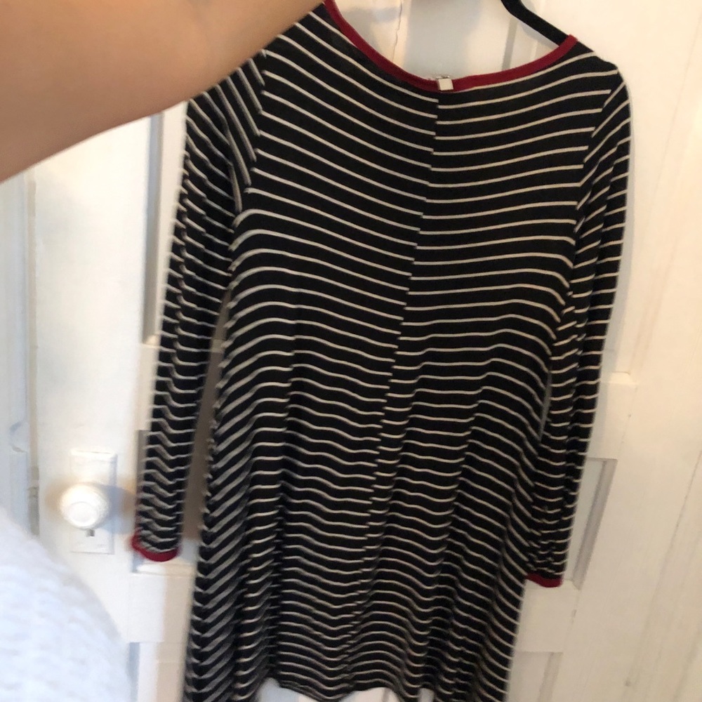 Striped Button Sleeve Dress - Picture 4 of 8